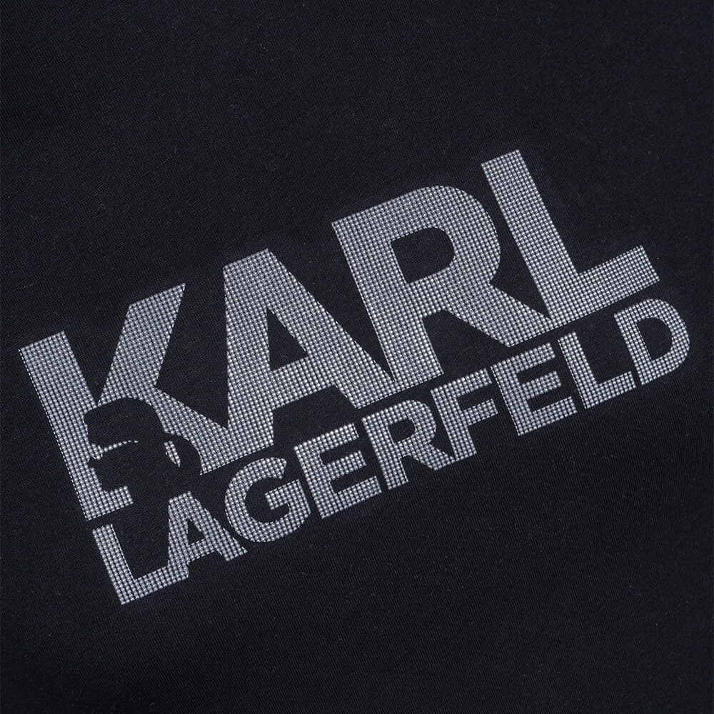 KARL LAGERFELD טישרט בצבע שחור דגם CREWNECK חנות מותגים אונליין לבגדי מותגים בחדרה הכי בעיר