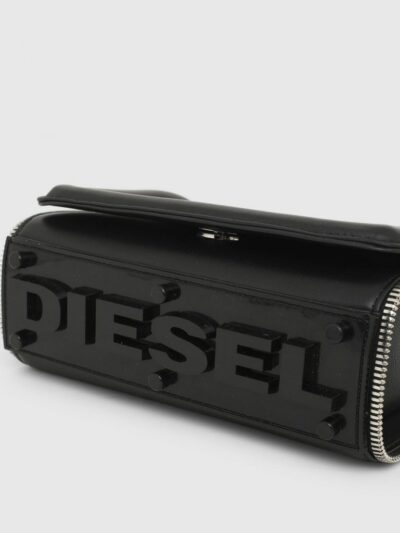 DIESEL – תיק עור שחור קטן עם דיטייל רוכסן דגם YBYS S