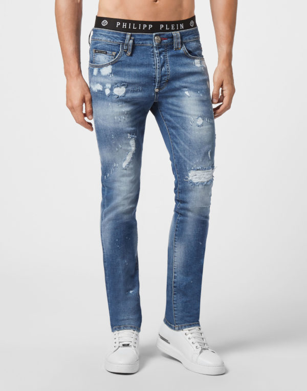 PHILIPP PLEIN - ג'ינס בצבע כחול דגם DENIM SUPER STRAIGHT
