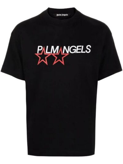 PALM ANGELS – טישרט בצבע שחור דגם LOGO PRINT