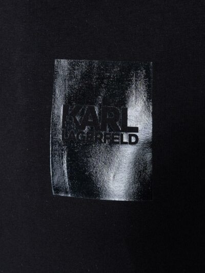 KARL LAGERFELD – טישרט בצבע שחור דגם CREWNECK