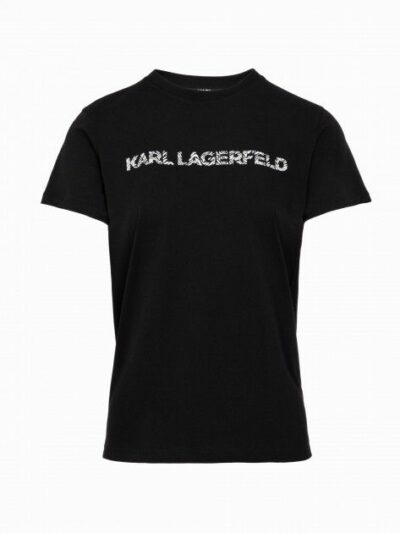 KARL LAGERFELD – טישרט קארל לגרפלד בצבע שחור דגם ELONGATED ZEBRA