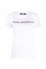 KARL LAGERFELD - טישרט קארל לגרפלד בצבע לבן דגם ELONGATED ZEBRA