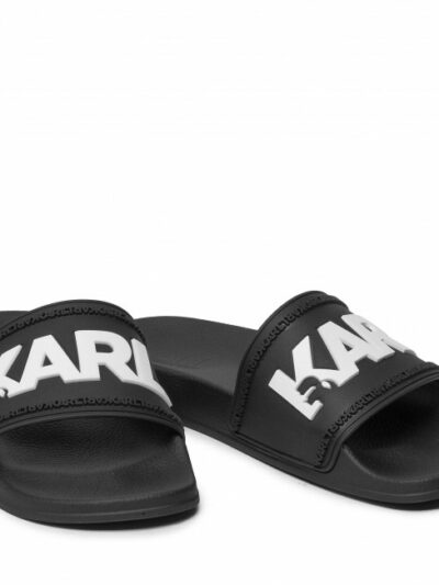KARL LAGERFELD – כפכפים קארל לגרפלד בצבע שחור דגם LOGO SLIDE