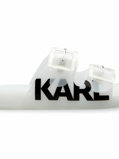 KARL LAGERFELD – נעליים קארל לגרפלד בצבע לבן דגם DOUBLE BUCKLE SANDAL