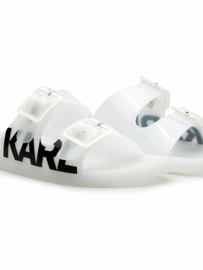 KARL LAGERFELD – נעליים קארל לגרפלד בצבע לבן דגם DOUBLE BUCKLE SANDAL