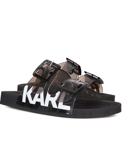 KARL LAGERFELD – נעליים קארל לגרפלד בצבע שחור דגם DOUBLE BUCKLE SANDAL