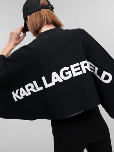 KARL LAGERFELD – סריג אובר סייז קארל לגרפלד בצבע שחור דגם SCARF SWEATER