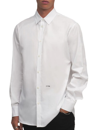 DSQUARED2 – חולצה מכופתרת דיסקוורד בצבע לבן דגםS71DM0553