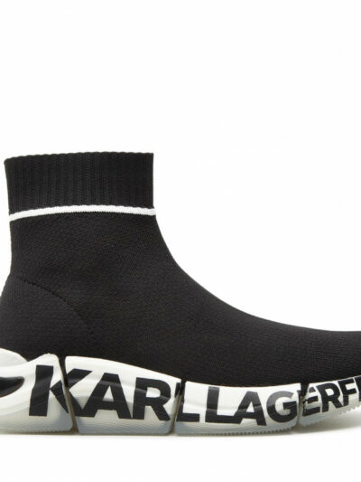 KARL LAGERFELD – נעל קרל בצבע שחור דגם QUADRA KNIT BOOT LOGO