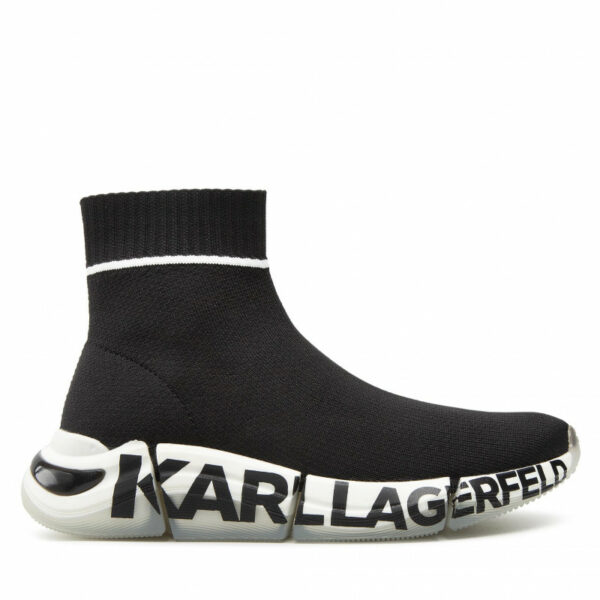 KARL LAGERFELD - נעל קרל בצבע שחור דגם QUADRA KNIT BOOT LOGO
