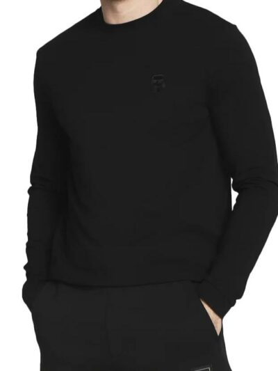 KARL LAGERFELD – טישרט קרל בצבע שחור דגם CREWNECK