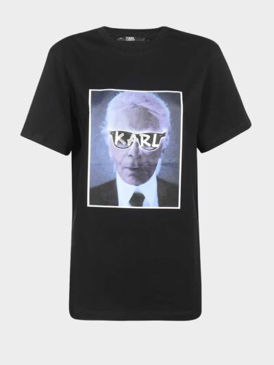 KARL LAGERFELD – טישרט קרל בצבע שחור דגם KARL ARCHIVE