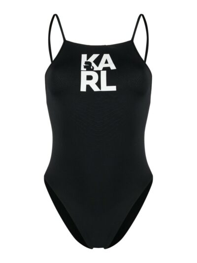 KARL LAGERFELD – בגד ים קרל בצבע שחור דגם PRINTED LOGO