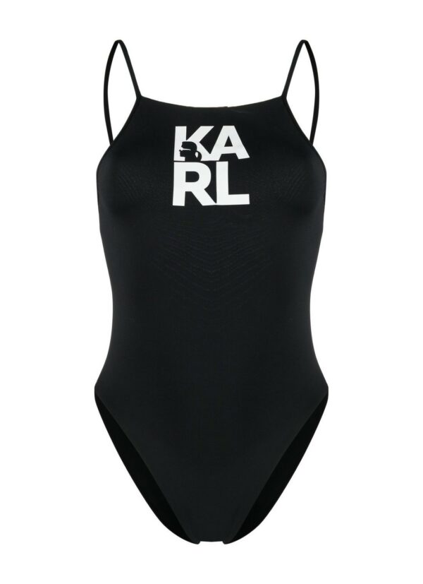 KARL LAGERFELD - בגד ים קרל בצבע שחור דגם PRINTED LOGO