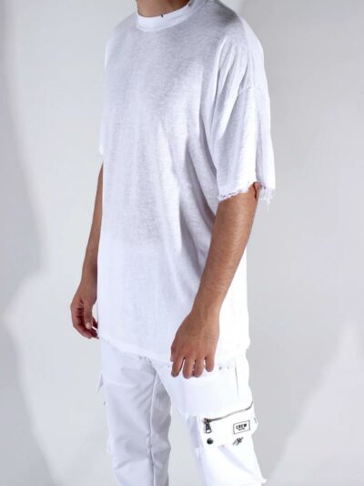CREW MILANO – טישרט פשתן אוברסייז בצבע לבן דגם Tulum linen