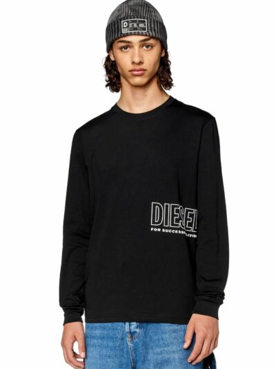 DIESEL – חולצת טישרט דיזל בצע שחור דגם T-DIEGOR-LSR-G1