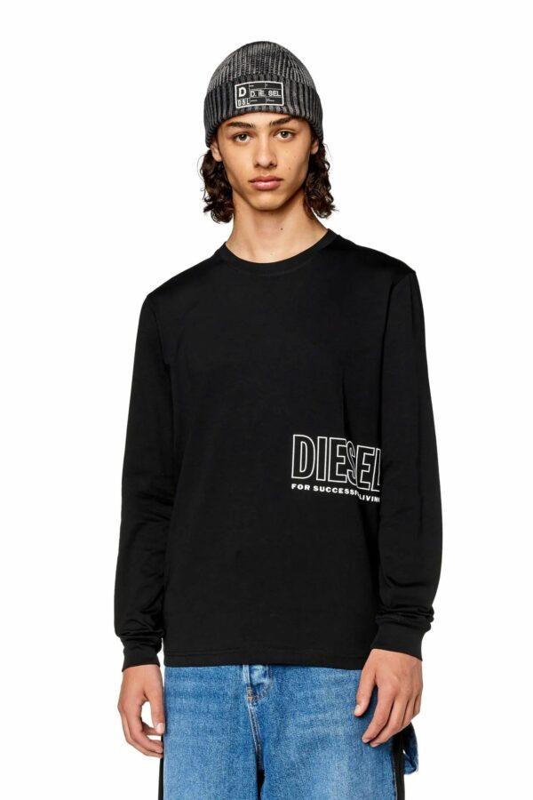 DIESEL - חולצת טישרט דיזל בצע שחור דגם T-DIEGOR-LSR-G1