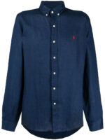 POLO RALPH LAUREN - חולצה מכופתרת פשתן פולו ראלף לורן בצבע כחול דגם 710829443001