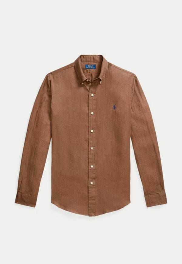 POLO RALPH LAUREN - מכופתרת ראלף לורן פשתן בצבע חום דגם 710966295006